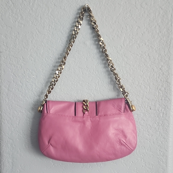 Wilsons Pink Leather Shoulder Bag W/ Removable Brass Chain Strap - Picture 2 of 12